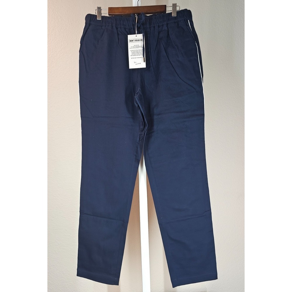 Wildfang Pants Womens Large Navy / White Essential Piped Drawstring NEW